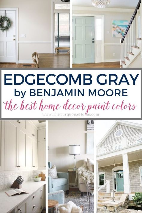 Edgecomb Gray by Benjamin Moore wall color | paint color Edgecomb Gray Kitchen Cabinets, Benjamin Moore Edgecomb Gray, Wythe Blue, Home Decor Paint, Edgecomb Gray, Greige Paint Colors, Greige Paint, Turquoise Kitchen, Decor Pad