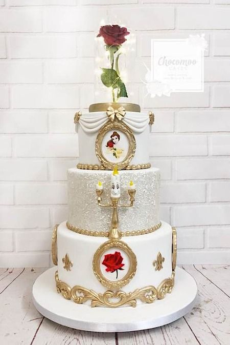 Beauty And The Beast Wedding Cake, Princess Wedding Cakes, Beauty And The Beast Quince, Beauty And The Beast Wedding Theme, Beauty And Beast Birthday, Cake Princess, Beauty And Beast Wedding, Disney Princess Wedding, Beauty And The Beast Theme