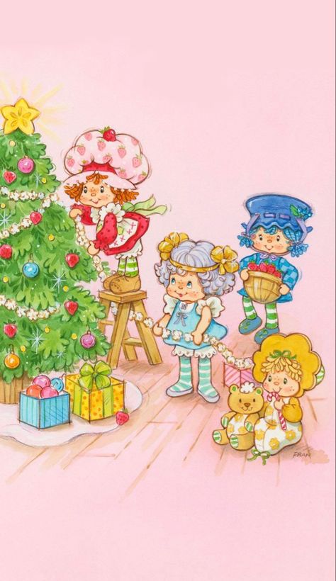 Christmas Wallpaper Iphone Cute, Strawberry Shortcake Cartoon, Xmas Wallpaper, Christmas Aesthetic Wallpaper, Christmas Phone Wallpaper, Cute Christmas Wallpaper, Japon Illustration, Holiday Wallpaper, Wallpaper Iphone Christmas