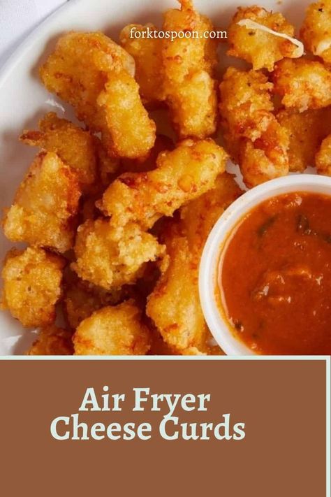 Spicy Cheese Curds Recipe, Fried Cheese Curds Air Fryer, Cheese Curds Recipe Air Fryer, Air Fried Cheese Curds, Air Fryer Oven Recipes Dinner, Cheese Curds Air Fryer, Easy Cheese Curds Recipe, Air Fryer Cheese Curds, Air Fryer Appetizers