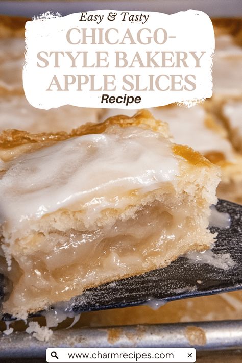 How to Make Chicago-Style Bakery Apple Slices Homemade Apple Slices, Chicago Style Apple Pie Slices, Apple Danish Bars, Chicago Apple Slices, Chicago Style Apple Slices, Apple Pie For A Crowd, Apple Slice Desserts, Apple Slab Bars, Easy Apple Slices Recipes