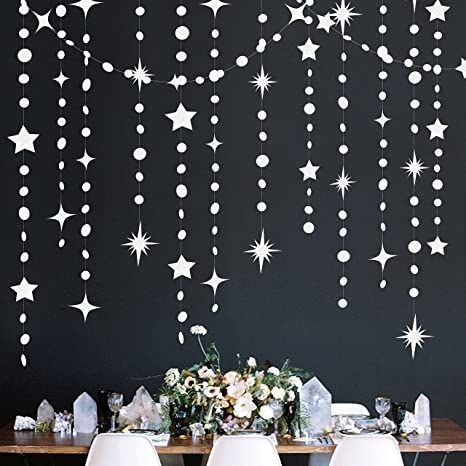 Iridescent Party Decorations, Iridescent Party, White Party Decorations, 40th Birthday Party Decorations, Star Circle, Circle Garland, Sweet 16 Decorations, Fun Party Themes, Bachelorette Decorations