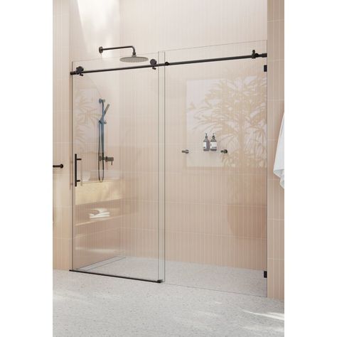 Glass Warehouse GW-SLD-72-MB 72" W x 78" H Sliding Frameless Shower Door & Reviews | Wayfair Shower Doors Frameless, Sliding Glass Shower Door, Sliding Shower Screens, Semi Frameless Shower Doors, Shower Sliding Glass Door, Frameless Sliding Shower Doors, Glass Shower Door, Slider Door, Frameless Shower Door