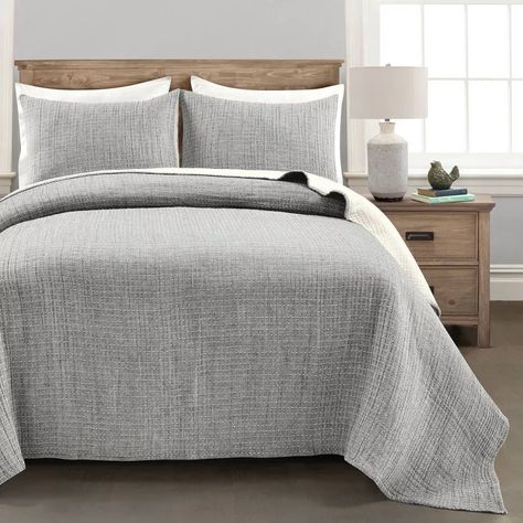 Grey Layered Bedding, Woven Quilt, Le Grand Bleu, Cotton Quilt Set, Pick Stitch, Lush Decor, Inspire Me Home Decor, Cotton Bedding Sets, Bedding Stores