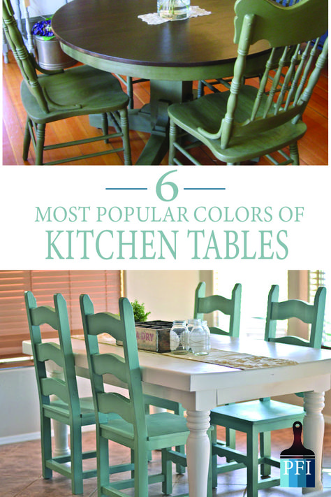 6 Great Paint Colors for Kitchen Tables Best Paint Colors For Kitchen, Colorful Kitchen Tables, Refurbished Kitchen Tables, Chalk Paint Dining Table, Painted Farmhouse Table, Chalk Paint Kitchen Table, Blue Kitchen Tables, Kitchen Tables And Chairs, Dining Table Redo