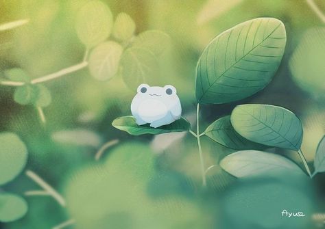 Rainy Day Drawing, Green Pc, Frog Wallpaper, Frog Art, Kawaii Aesthetic, Cute Frogs, Animation Design, Cute Little Drawings, Computer Wallpaper