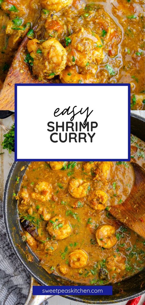 This coconut shrimp curry is easy to make and incredibly flavourful. With some basic Indian spices this recipe is sure to impress anyone eating it. Ready in just 30 minutes, this quick and authentic curry is perfect over steamed rice, or with your favorite Indian flatbread. Shrimp Curry Recipe Easy, Indian Shrimp Recipes, Indian Shrimp, Shrimp Curry Recipe, Coconut Shrimp Curry, Frozen Shrimp Recipes, Shrimp And Rice Recipes, Shrimp Marinade, Seafood Dinner Recipes