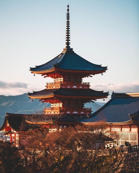 Kiyomizudera is one of the most famous temples in Japan. It was built in 780 on the site of the Otowa Waterfall in the hills east of Kyoto. Its name comes from the fall's pure waters, (Kiyomizudera, literally ""Pure Water Temple""). In 1994, the temple was added to the list of UNESCO world heritage sites and it's one of the must-see places in Kyoto.⁣⁣ 📷 gk.kn⁣⁣ Kyoto Temple, Water Temple, Japan Temple, Famous Architecture, Kiyomizu Dera, Famous Buildings, Pure Water, Famous Landmarks, In The Desert