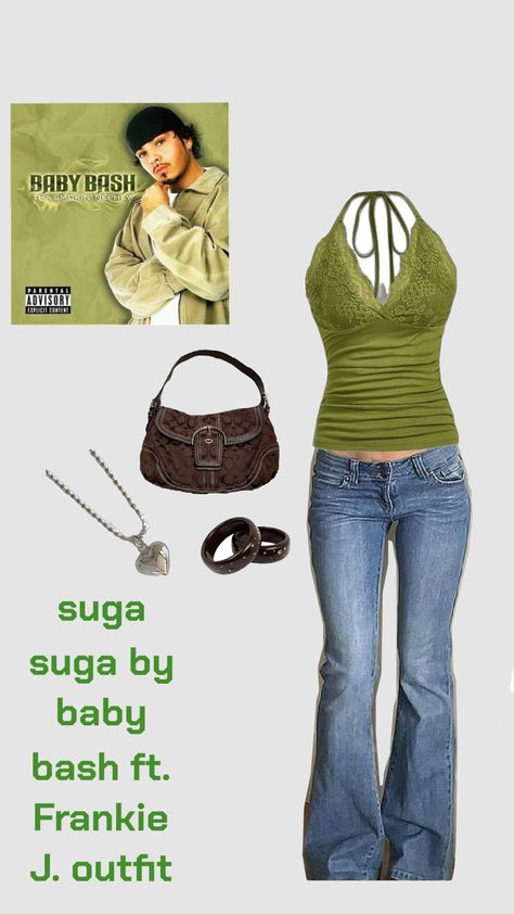 suga suga baby bash outfit ideas #outfitidea #2000s #r&b Suga Suga Baby Bash, R&b Outfit Ideas, R B Aesthetic Outfit, 2000s R&b Aesthetic, 2000s R&b, B Aesthetic, R&b Aesthetic, Baby Bash, Suga Suga