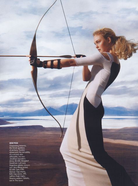 falling-caroline-pd-vogueUS-june2008 Rodney Smith, Caroline Trentini, Patrick Demarchelier, An Arrow, Vogue Us, Warrior Princess, How To Pose, Harpers Bazaar, Cutout Dress