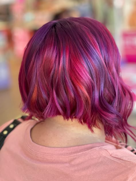 Sunset Hair, Fire Hair, Cute Hair Colors, Colourful Hair, Color Highlights, Bright Hair Colors, Purple Sunset, Coloured Hair, Hair Creations