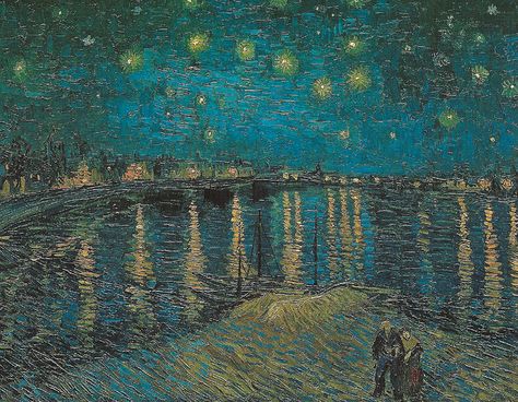 Vincent van Gogh - Starry Night, Arles, 1888 at Musée d'Orsay Paris France فنسنت فان جوخ, Starry Night Over The Rhone, Vincent Van Gogh Art, Vincent Van Gogh Paintings, Arte Van Gogh, Gold Poster, Van Gogh Museum, Johannes Vermeer, Van Gogh Paintings