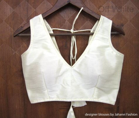 V-Neck Blouse, Deep Neck Blouse, Readymade Blouse, Back Open Blouse, Sari Blouse, Saree Top, Sleeveless Blouse, Crop Top, Designer Blouse by JahanviFashionShop on Etsy Blouse Designs Latest Back Side, White Saree Blouse, Back Open Blouse, Saree Blouse Back, White Blouse Designs, Sleeveless Blouse Designs, Sleeveless Blouse Saree, Blouse Sari, Blouse Lehenga