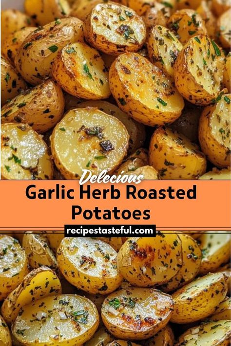 Garlic Herb Roasted Potatoes are a crispy and flavorful side dish that pairs well with any meal. Featuring baby potatoes roasted to perfection with minced garlic, fresh herbs, and a touch of Parmesan cheese (optional), this dish offers a delightful mix of textures and tastes. Baby Potatoes Roasted, Healthy Roasted Potatoes, Garlic Herb Roasted Potatoes, Garlic Parmesan Roasted Potatoes, Baby Potato Recipes, Herbed Potatoes, Traditional Thanksgiving Recipes, Garlic Parmesan Potatoes, Parmesan Roasted Potatoes