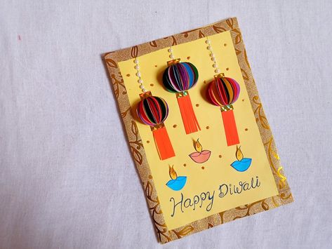 Beautiful handmade greeting card💳 Diwali Greeting Cards Design Handmade, Diwali Card Making Competition Design, Diwali Card Ideas Handmade, Diwali Greeting Cards Handmade For Kids, Happy Diwali Greetings Card Designs, Unique Diwali Greetings, Diwali Cards Design, Eco Friendly Diwali Posters, Diwali Cards Handmade Creative