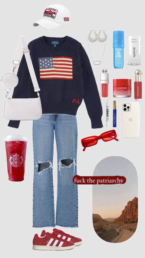 Americana Womens Fashion, Retro Americana Fashion, Vintage Americana Aesthetic Outfit, Usa Theme Outfit, Americana Aesthetic Outfit, Hoco Outfits, Blue Outfit Winter, Red White And Blue Outfits, Usa Outfits