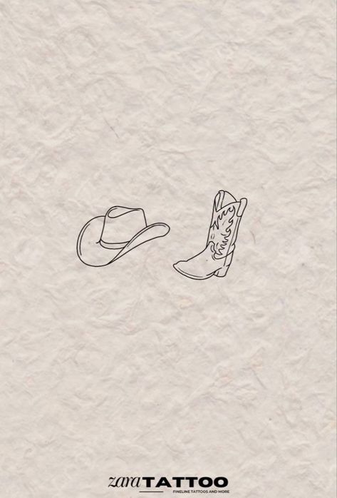 Cowboy had & boots 🤠 Cowboy Boot Tattoo, Matching Friend Tattoos, Cowgirl Tattoos, Cowboy Tattoos, Country Tattoos, Western Tattoos, Small Pretty Tattoos, Petite Tattoos, Fine Line Tattoo