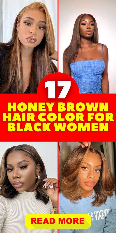 Discover the allure of honey brown hair color on black women. Whether you have short hair or long locs, this natural shade adds warmth and depth to your tresses. Embrace your natural curls and let the honey brown hues shine through. With its versatility and natural appeal, this hair color is perfect for black women looking to enhance their dark skin tones in a subtle and beautiful way. Partial Highlights For Black Women, Blonde Highlights On Dark Skin Women, Chocolate Blonde Hair Black Women, Chocolate Brown Hair With Highlights Black Woman, Caramel Blonde Hair On Black Women, Blonde Highlights On Dark Skin, Blonde Highlights For Black Hair, Blonde Hair On Dark Skin Black Women, Highlights For Dark Skin Tone