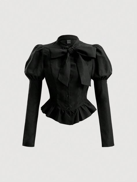 SHEIN MOD Tie Neck Gigot Sleeve Ruffle Hem BlouseI discovered amazing products on SHEIN.com, come check them out! Gigot Sleeve, Ruffle Hem Blouse, Tie Neck, Amazing Products, Ruffle Hem, Neck Tie, Peplum Top, Blouses For Women, Winter Fashion