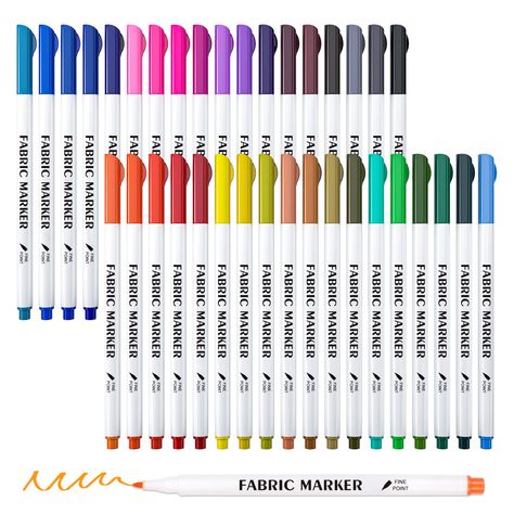 PRICES MAY VARY. Fabric Markers, Lelix 36 Colors Permanent Fabric Pens for Writing Painting on T-Shirts Clothes Sneakers Canvas, Child Safe & Non-Toxic for Kids Adults Fabric Pens, Writing Painting, Art Pens And Markers, Fabric Drawing, Fabric Pen, Art Pens, Fabric Markers, Markers Set, Fabric Paint