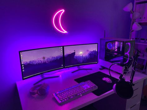 Gamer Bedroom, Gaming Setup Ideas, Gaming Desk Setup, Dream Setup, Computer Gaming Room, Pc Gaming Setup, Streaming Setup, Setup Gamer, Video Game Room Design