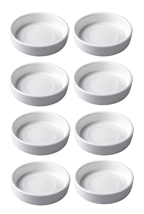 PRICES MAY VARY. Material:High fired ceramic Size:3.2x3.2x0.8 inches Packing quantity: 8pcs Mozacona 4pcs White Ceramic Seasoning Dishes Appetizer Plates