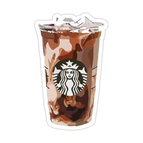 Iced Coffee Sticker, Starbucks Art, Lovely Stickers, Stickers Cool, Coffee Art Print, Starbucks Barista, Preppy Stickers, Drink Stickers, Cute Laptop Stickers