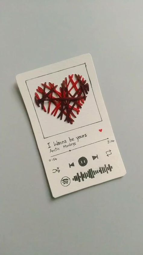 DIY Spotify playlist card ✨💌 . . . . . #diys #diyvideo #diytutorial #threadcard #diycute #diygift #diyprojects #spotifyplaylist #spotifycard #diyspotify #giftcards #giftidea #gifts #creativegifts #creativecards #fyp #fypシ #giftforher #giftforhim #iwannabeyours #iwannabeyourssong #diys #threadart #diy #crafting #craftsman #craft #gifts #giftideas Diy Spotify, Aesthetic Homecoming, I Wanna Be Yours, Football Homecoming, Wanna Be Yours, Diy Birthday Gifts For Friends, Diy Paper Craft, Kartu Valentine, Paper Flower Art