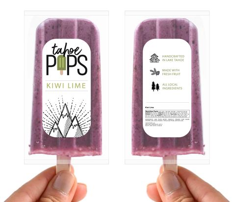 Tahoe Pops Label Design by Perspektiiv Design Co. Popsicle Logo. This is a mock up of 1/10 labels. Photos coming soon!  See more at perspektiiv.com Popsicle Design Ideas, Popsicle Packaging Ideas, Popsicle Wrapper Design, Popsicle Branding, Popsicle Logo Design, Ice Pops Packaging Design, Popsicle Branding Design, Ice Cream Packing Design, Popsicle Packaging