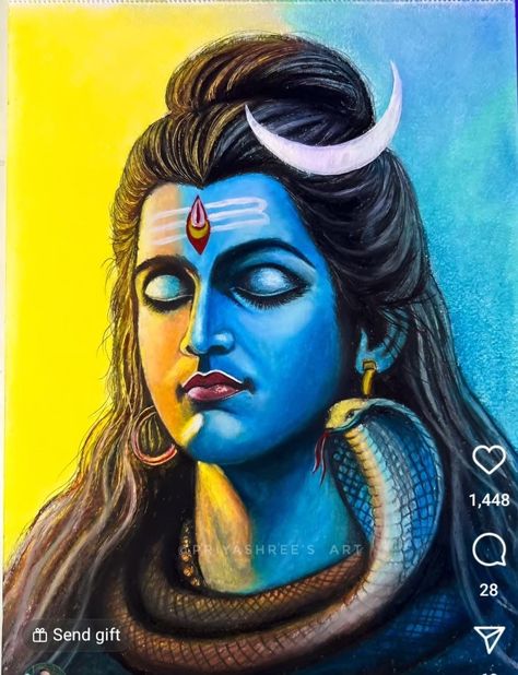 Shiva Art Sketches, Shiv Thakur Drawing, Shiva Oil Pastel Drawing, Shiv Ji Oil Pastel Drawing, Mahakal Drawing Sketch, Mahadev Watercolor Painting, Arcliyc Painting On Canvas, Siva Drawing, Mahadev Canvas Painting