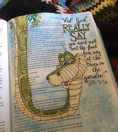 Genesis 3 Bible Journaling, Bible Journaling Notes, Genesis Art, Bible Journaling For Beginners, Bible Journals, Bible Drawing, Notes Aesthetic, Bible Journaling Ideas Drawings, Bible Doodling