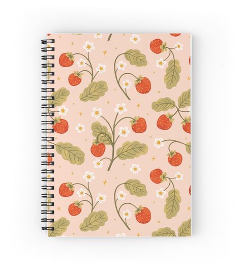 Strawberry Stationary, Strawberry Notebook, Decomposition Notebook, Print And Pattern, Nurse Student, Recipe Journal, Stationary Items, Notebook Cover Design, Cool School Supplies