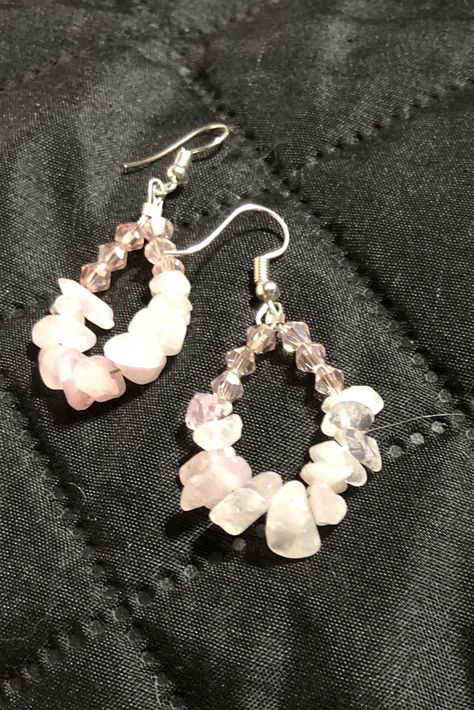 First time making this style earrings.  Love the way they look with rose quartz. Wire Earrings, Handmade Beads, Style Earrings, Making Ideas, Rose Quartz, First Time, The Way, Jewelry Making, Drop Earrings