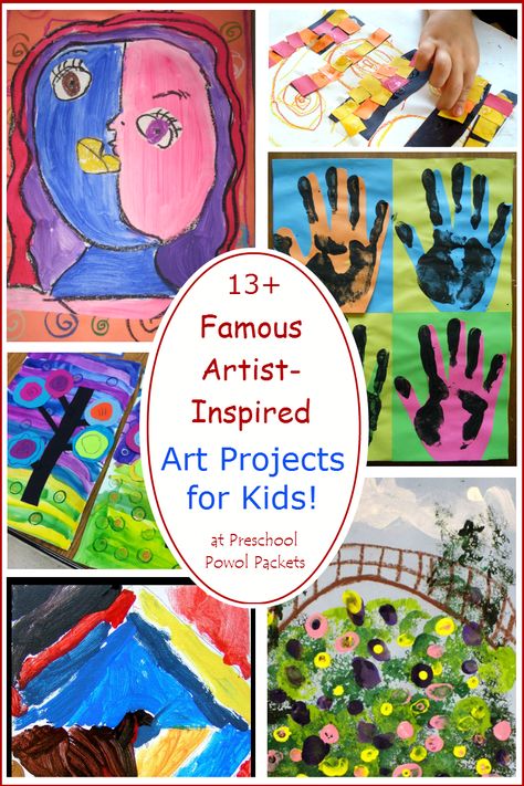 Famous artist-inspired art projects are one of my favorite ways to teach and learn art techniques and art history!         These art projec... Famous Artists For Kids, Preschool Art Projects, Montessori Art, Artist Project, Art Projects For Kids, Art Lessons For Kids, Ecole Art, Homeschool Art, Artists For Kids