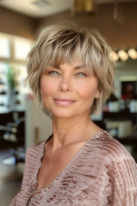 40 Short Shaggy Hairstyles for Women Over 60 That Will Make You Feel Fabulous Short Shag With Bangs, Short Shaggy Hairstyles, Shag With Bangs, Shaggy Hairstyles, Subtle Blonde Highlights, Nails Styles, Short Shaggy Haircuts, Shaggy Short Hair, Hairstyles For Women Over 60