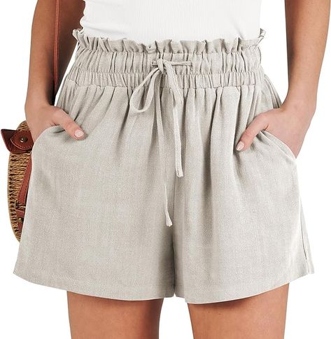 ANRABESS Linen Shorts for Women Casual High Waisted Wide Leg Drawstring Cute Summer Beach Shorts 2024 Fashion Vacation Outfit Linen Shorts Women, Summer Beach Shorts, Vacation Outfit, Summer Linen, Lightweight Shorts, Shorts For Women, 2024 Fashion, Beach Shorts, Linen Shorts