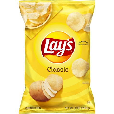 Lay's Classic Potato Chips - 8oz Snack Lays, Chips Lays, Elma Chips, Lays Chips, Lays Potato Chips, Fresh Potato, Bag Of Chips, Frito Lay, Quick And Easy Appetizers