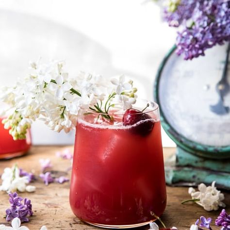 Hibiscus Cherry Vodka Spritz. - Half Baked Harvest Pitcher Drink Recipes, July Cocktails, Mardi Gras Cocktails, 4th Of July Cocktails, Pitcher Drinks, Pitcher Cocktails, Cocktails And Mocktails, Best Summer Cocktails, Dried Hibiscus Flowers