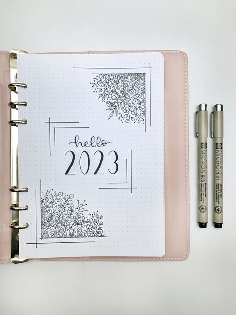 2023 Diary Cover Ideas, Black And White Cover Page Design, Drawing Book Cover Page Ideas Easy, New Year Diary Ideas 2023, Bujo 2023 Cover Page Aesthetic, Journal Aesthetic Cover Page, 2024 Cover Page Ideas, 2023 Bujo Cover Ideas, Dot Journal Cover Page