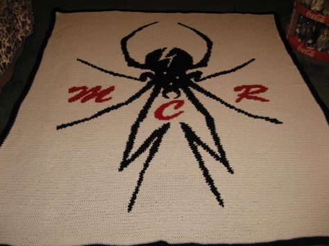 My Chemical Romance Crochet Blanket! My Chemical Romance Crochet, Mcr Crochet, Emo Crochet, Mcr Black Parade, Fabulous Killjoys, Anubis Tattoo, Crocheting Ideas, I Love Mcr, Crochet Inspo