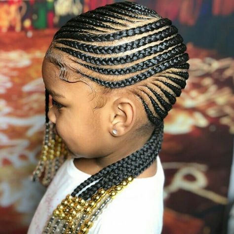 Beaded Cornrows Braids For Black Kids, Kids Braids With Beads, Black Kids Braids Hairstyles, Lil Girl Hairstyles, Kid Braid Styles, Stem Challenge, Girls Natural Hairstyles, Kids' Braids