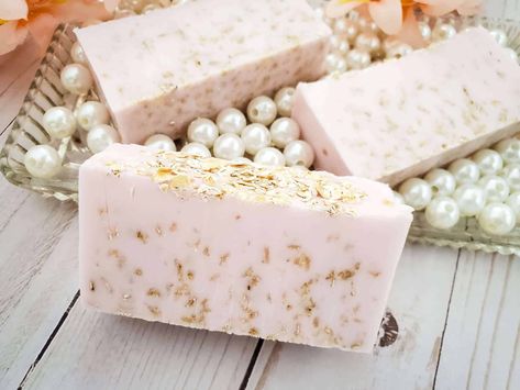 Easy Cherry Almond Oatmeal Soap Recipe [Melt And Pour] Cherry Almond Soap Recipe, Oatmeal Soap Recipe, Almond Butter Oatmeal, Vintage Essentials, Goat Milk Soap Recipe, Almond Oatmeal, Cherry Oatmeal, Almond Soap, Earthy Elements