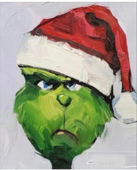 The Grinch Christmas Painting, Christmas Theme Canvas Painting, The Grinch Painting Ideas, Grinch Watercolor Painting, Christmas Drawings Grinch, The Grinch Painting On Canvas, Christmas Paintings Grinch, Grinch Acrylic Painting, Grinch Christmas Painting