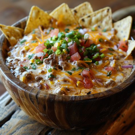 Texas Trash Dip: Easy, cheesy & perfect for parties! Learn to make this crowd-pleasing Tex-Mex favorite with our recipe, tips & variations. Best Easy Party Appetizers, Food Ideas For Party Entertaining, Taco Dips Recipes, Best Crowd Pleasing Appetizers, Mexican Trash Dip, Tex Mex Bowls, Cheesy Nacho Dip, Texas Trash Dip Southern Living, Texas Cheese Dip