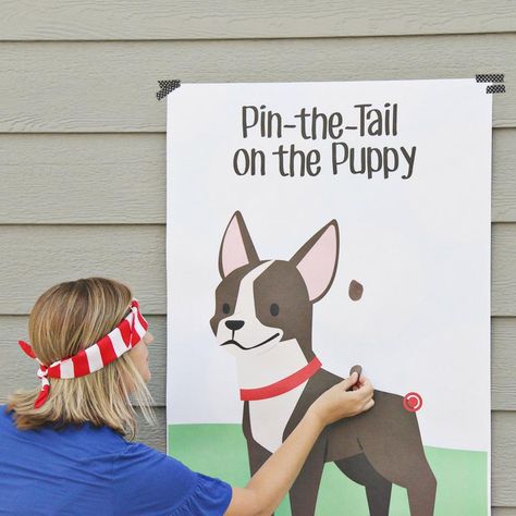 Puppy Party Games, Puppy Adoption Party, Puppy Adoption Birthday Party, Dog Party Games, Pet Adoption Birthday Party, Dog Party Decorations, Pet Adoption Party, Dog Themed Birthday Party, Party Games For Kids