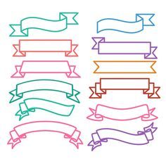 Banner Silhouette, Ribbon Outline, Ribbon Silhouette, Band Banner, Cuttable Designs, Ribbon Svg, Doodle Frame, Ribbon Banner, Outline Designs