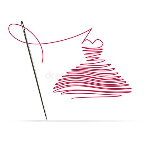 Sewing Needle with a Red Thread in the Form of a Dress. On white background #Sponsored , #Ad, #Sponsored, #Needle, #Thread, #white, #Red Sewing Illustration Art, Thread Illustration, Sewing Background, Sewing Business Logo, Thread Logo, Sewing Images, Sewing Logo Design, Dress Logo, Sewing Logo