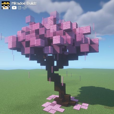 Custom Cherry Blossom Tree Minecraft, Minecraft Sakura Tree, Cherry Tree Minecraft, Cherry Blossom Tree Minecraft, Minecraft Cherry Blossom Tree, Ville Minecraft, Tree Minecraft, Peach Blossom Tree, Minecraft Tree