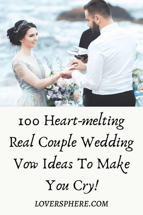 100 Heartfelt Wedding Vows For Him To Make Him Cry - Lover Sphere Traditional Vows, Wedding Vows That Make You Cry, Vows For Him, Unique Wedding Vows, Wedding Vows For Him, Writing Wedding Vows, Marriage Promises, Writing Vows, Romantic Wedding Vows