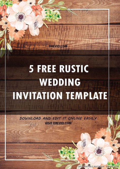 (FREE PRINTABLE) – Rustic Wedding Invitation Templates | DREVIO Outdoor Wedding Invitations, Free Printable Wedding Invitations, Barn Wedding Invitations, Wedding Invitation Templates Rustic, Free Wedding Invitation Templates, Free Wedding Invitations, Wedding Reception Invitations, Rustic Wedding Invitation, Free Wedding Printables